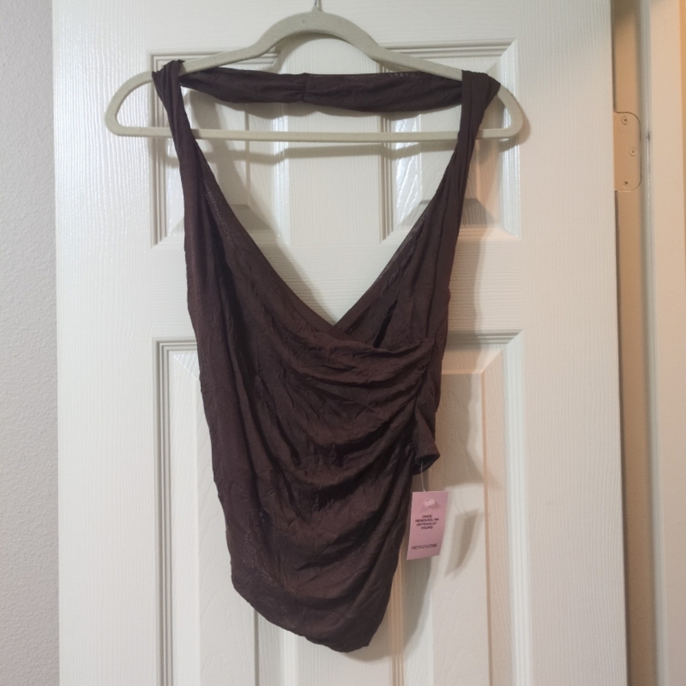 PrettyLittleThing Chocolate Drape Camisole